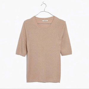 Madewell Evening Sparkle Ribbed Sweater in Blush